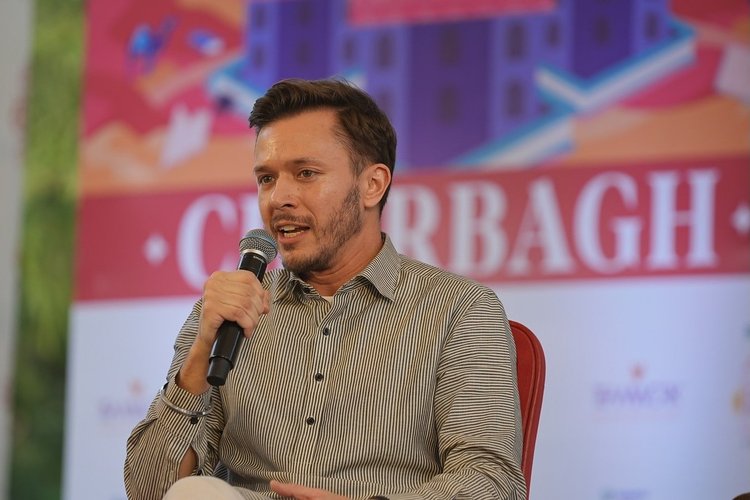 Jassa speaking at the Jaipur Literature Festival